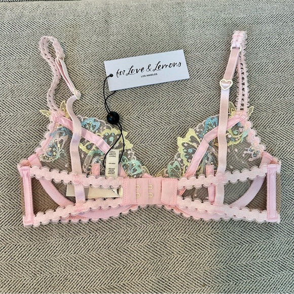 NWT For Love & Lemons Dottie Butterfly Underwire Bra Size XXS Pastel Lace - Picture 6 of 11